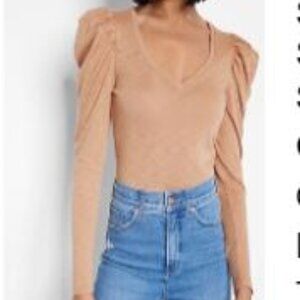 NWOT Express Puff Sleeve V-Neck Long Sleeve Tee Shirt SMALL